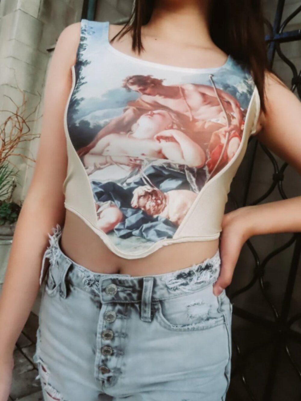 Angel Cherub Wire Corset Crop Top - M